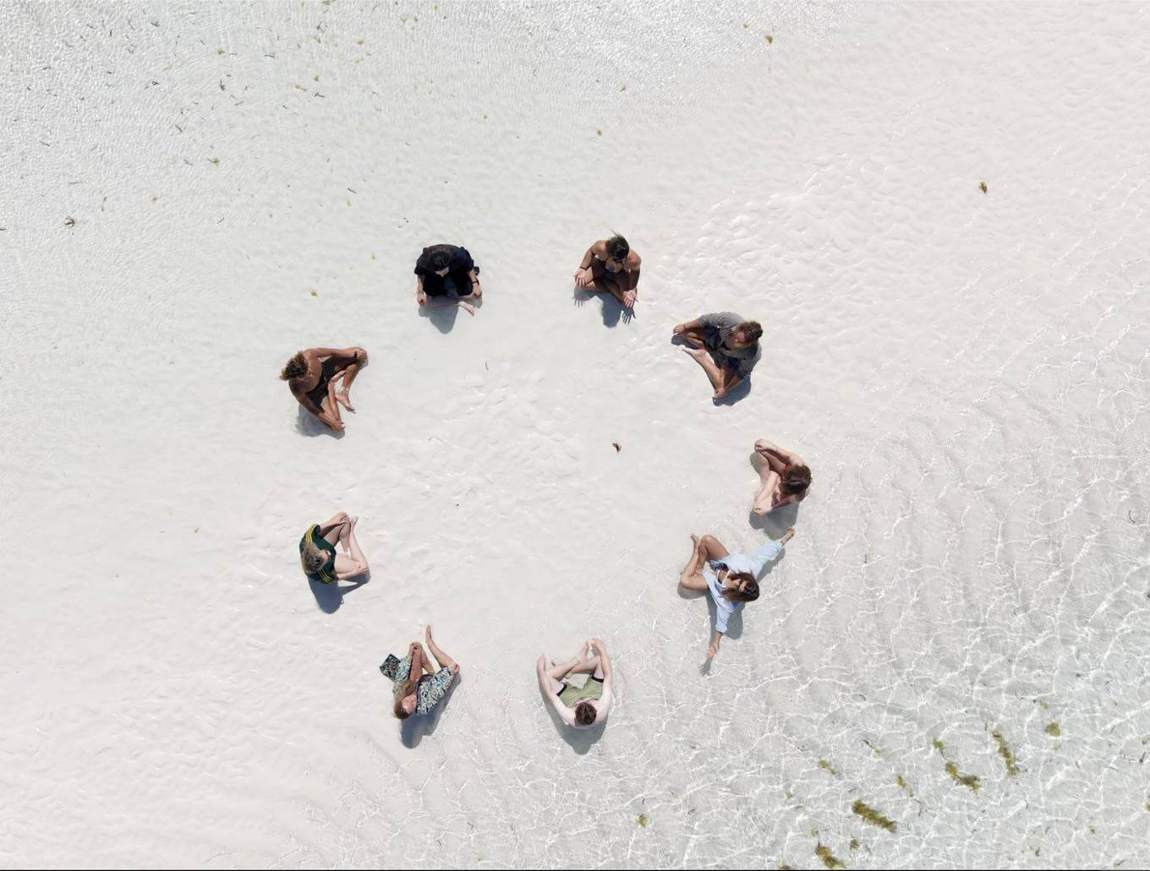 Meditation circle on the beach